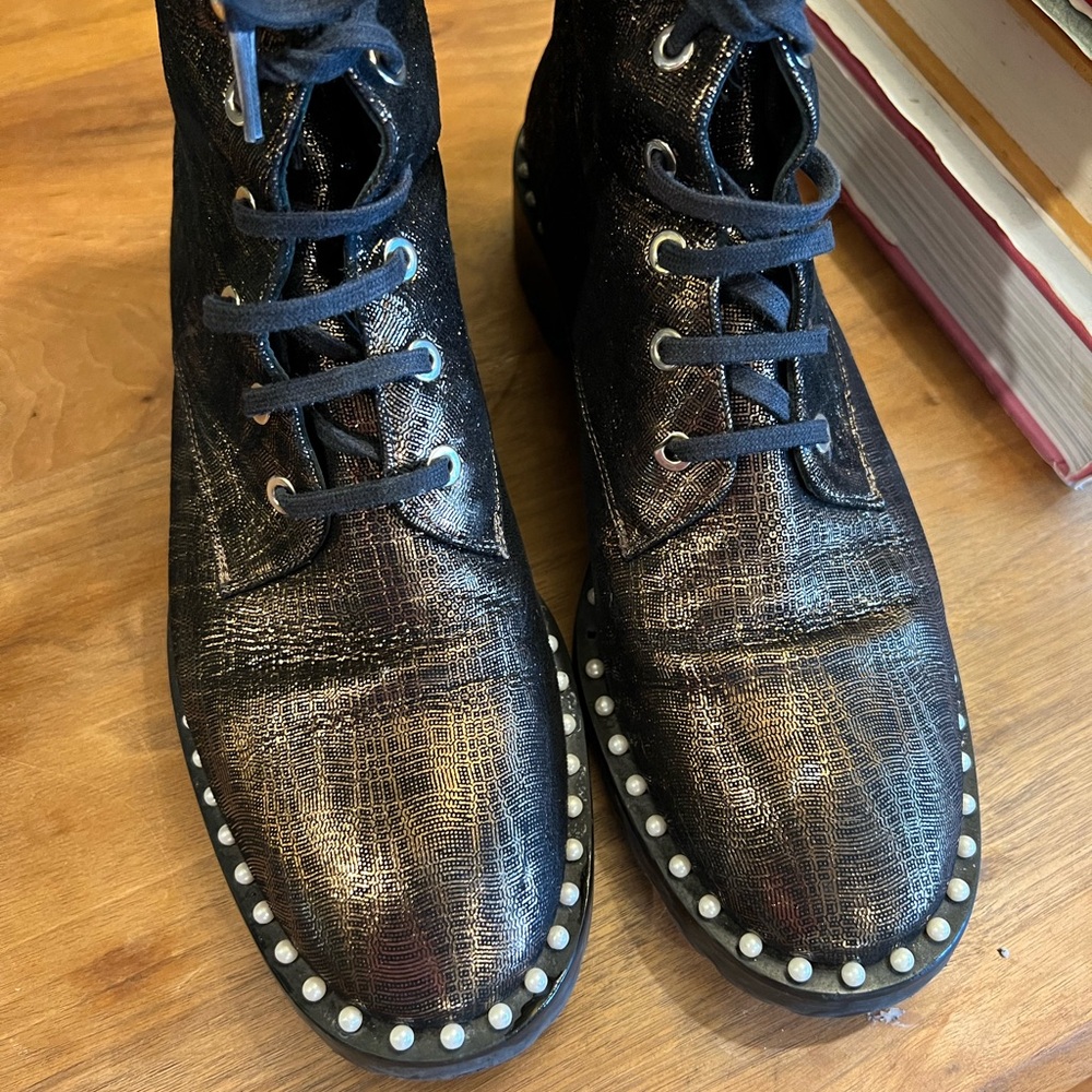 Stuart Weitzman Allie Lace-Up Boots 7.5 / 38 - Picture 8 of 12